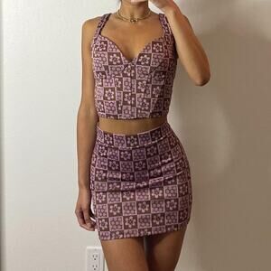 Brown and Pink Floral Set